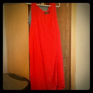 Red Glitter Tunic-Length Tank